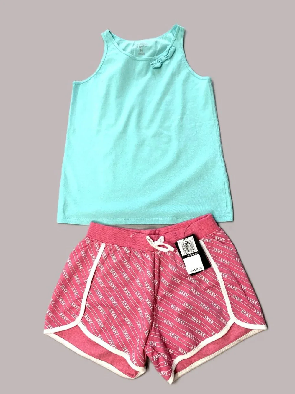 4 Piece Girl Set 2 DKNY Shorts 2 Tank Tops Children's Place Osh Kosh Size 14-16